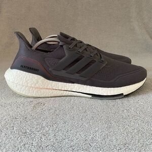 Adidas Shoes Mens 11.5 Gray Orange UltraBoost 21 Prime Knit Sneakers FY0372 #B